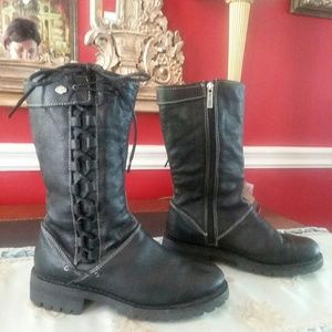 Women's black leather Harley Davidson boots